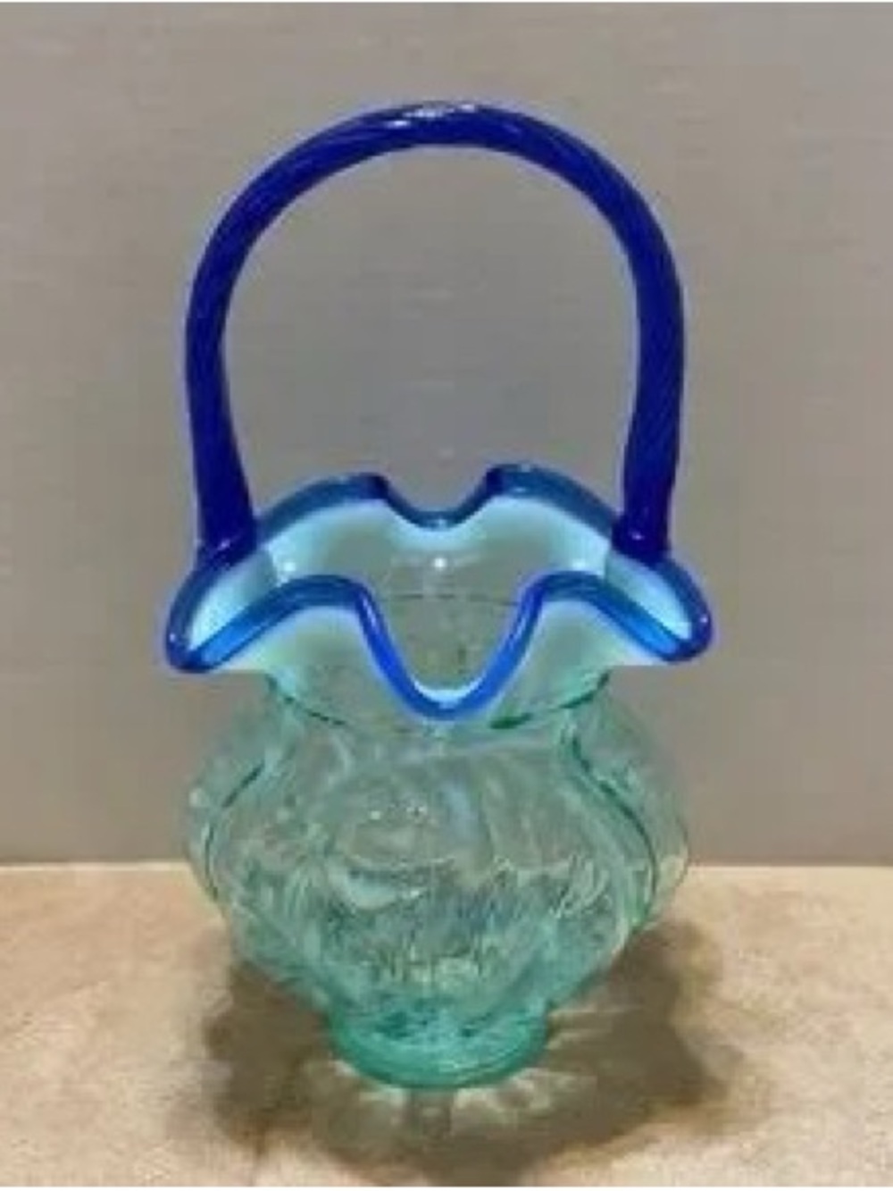 Aqua & Cobalt Blue Glass Basket Pillow Accent